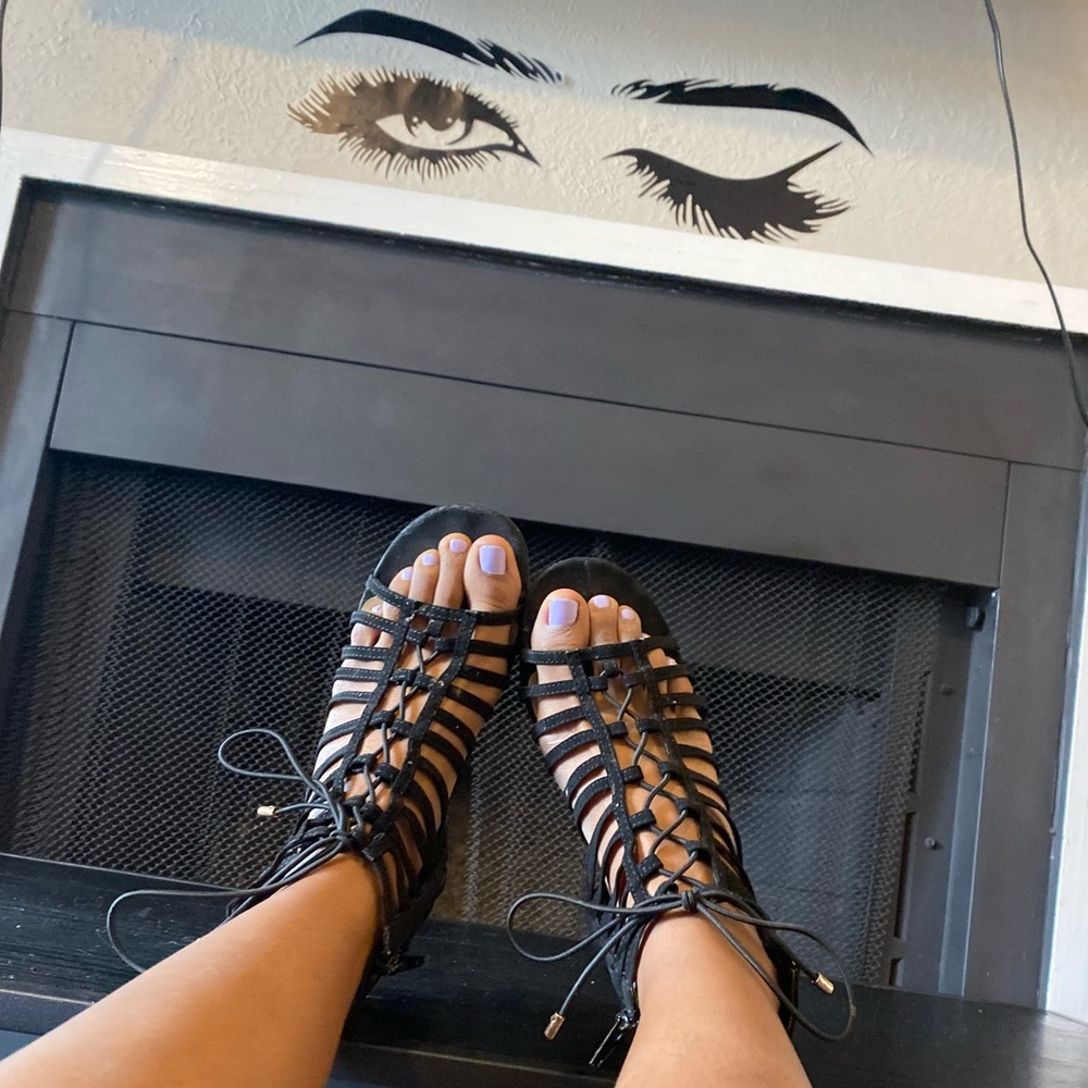 Caged Women Block Heel Sandals Size 7